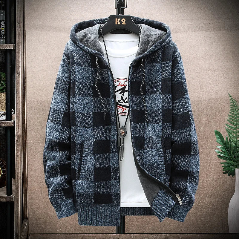 BelleYork | Plaid Wool Hooded Cardigan