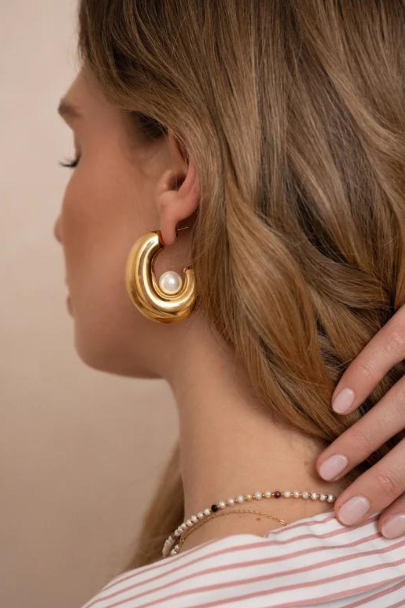 Pearl Hoop Earrings