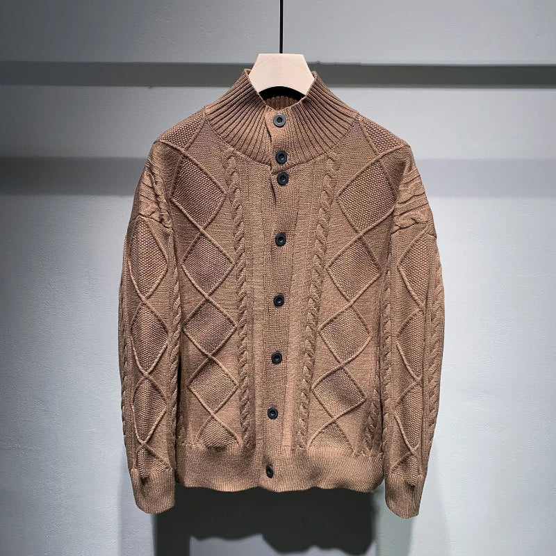 BelleYork | Men’s High-Neck Buttoned Knitted Cardigan