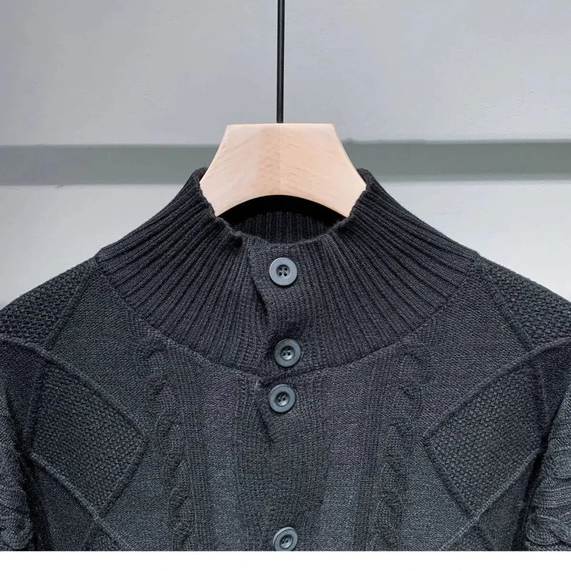 BelleYork | Men’s High-Neck Buttoned Knitted Cardigan