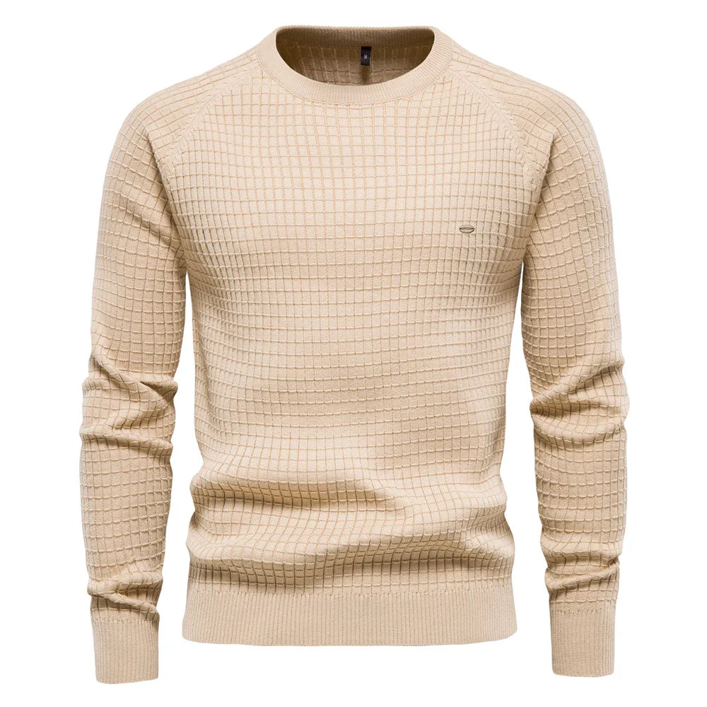 BelleYork | Men's Sweater with Grid Pattern