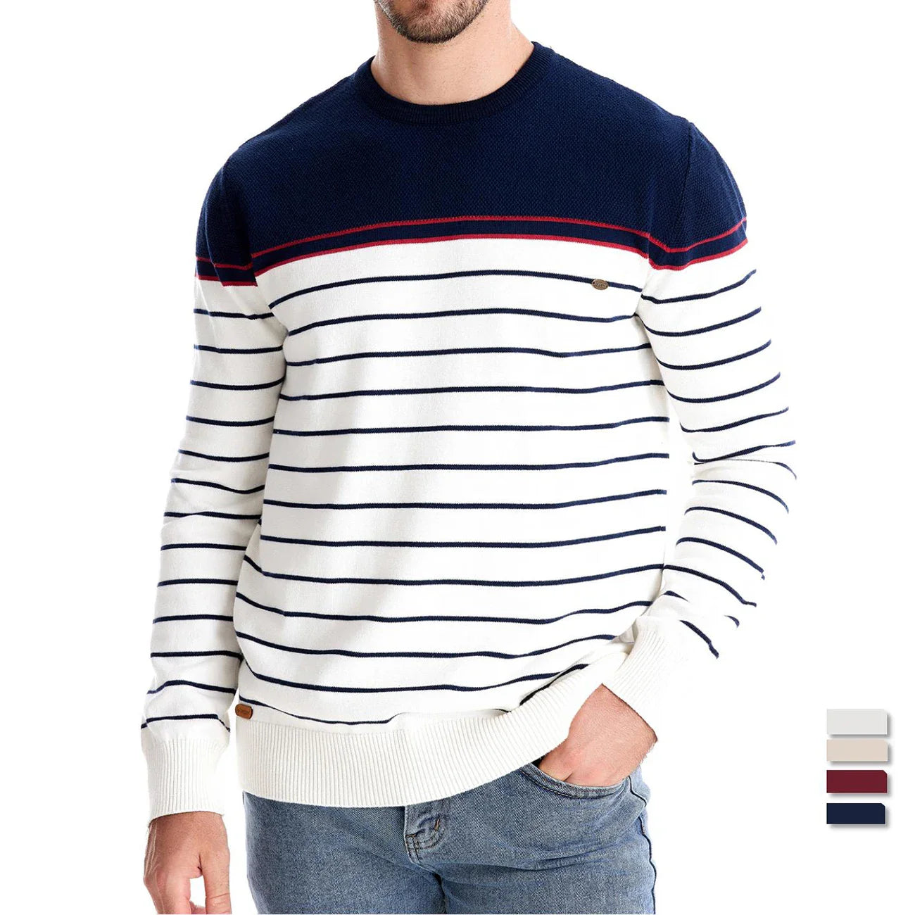 BelleYork | Men's Sweater with Striped Design